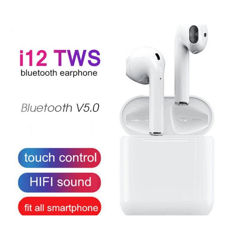 Headset Bluetooth i 12 TWS Earphone Super Stereo Bass