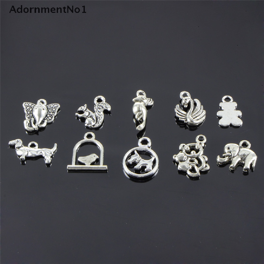 (AdornmentNo1) 100pcs / Lot Liontin Retro Bentuk Hewan Campur Warna Silver Untuk Perhiasan DIY