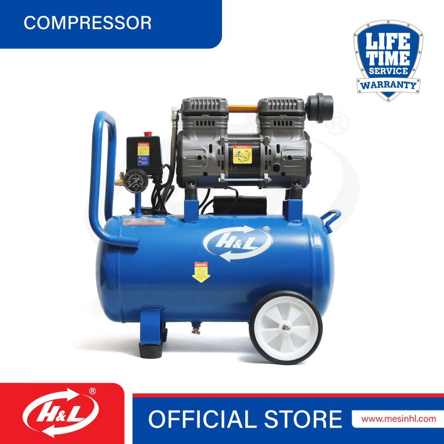 H&amp;L Kompresor Angin Oilless Silent 24L | Air Compressor HnL 24 Liter