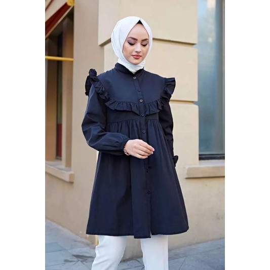 TM 27- COD Kemeja tunik wanita remaja cewek L ld 100 cm panjang murah busui kancing depan