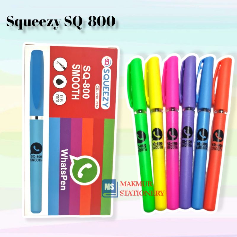 

Pulpen / Ballpoint / Pen Gell Squeezy SQ 800 (12 Pcs)