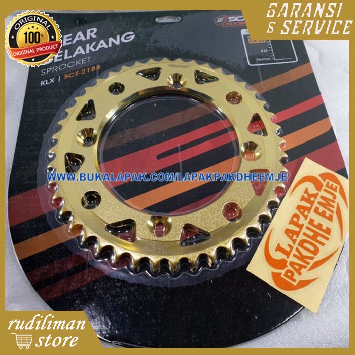 GEAR BELAKANG 428 44 KLX 150 D TRACKER SCARLET ORIGINAL STEEL GOLD GER KLX150  NOT SSS DID TK