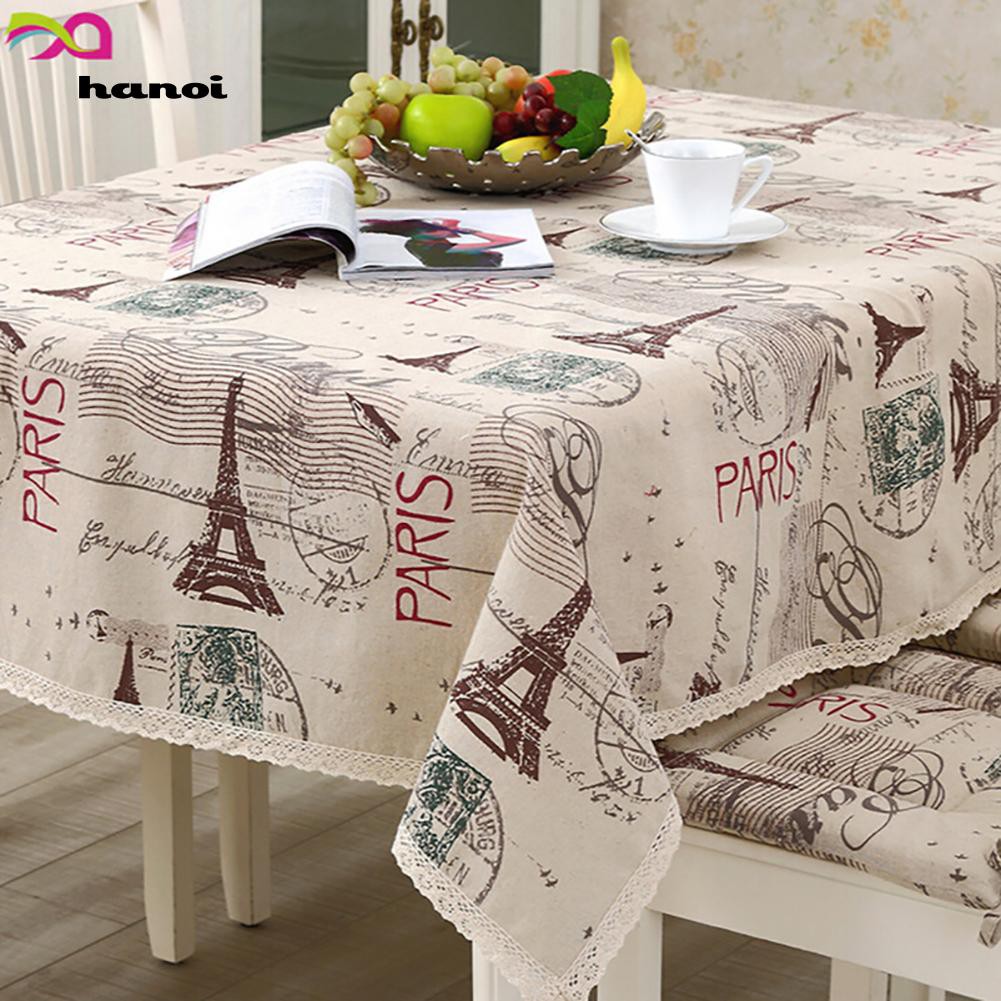 Hn Taplak Meja Persegi Panjang Motif Menara Eiffel Paris Bahan