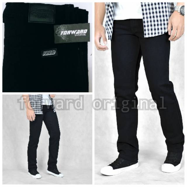 Celana jeans pria basic pola reguler original forward