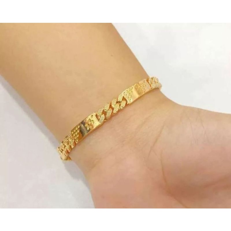 gelang tangan wanita/gelang murah/gelang plat moti padi mas 24k