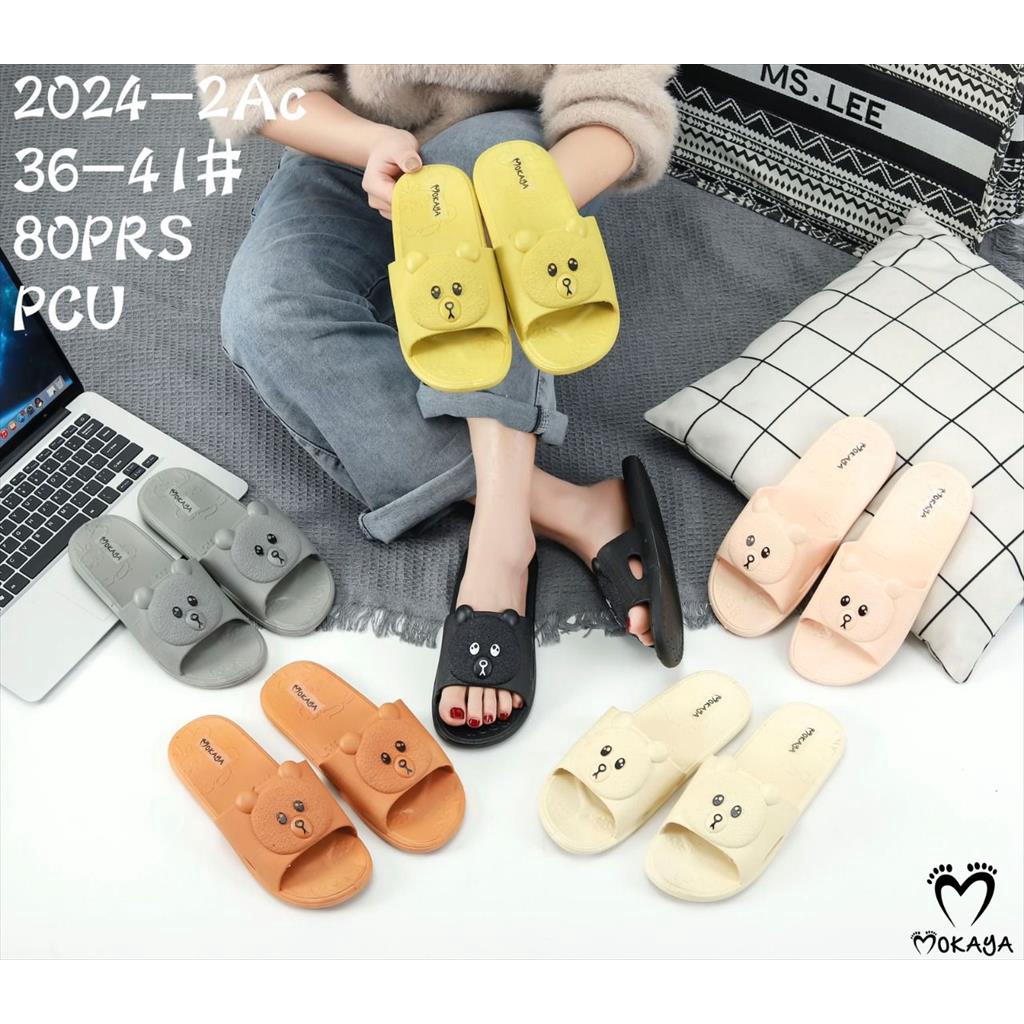 Sandal Slop Jelly Wanita Ban Bear Bulet Super Lucu Kekinian Cute Simple Cantik Import Mokaya / Size 36-41 (2024-2Ac)