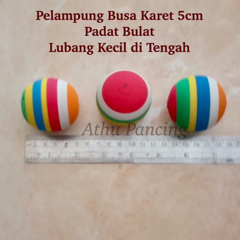 Pelampung Busa Karet 5cm Padat Bulat Lubang Kecil di Tengah Untuk Mancing/Pancing