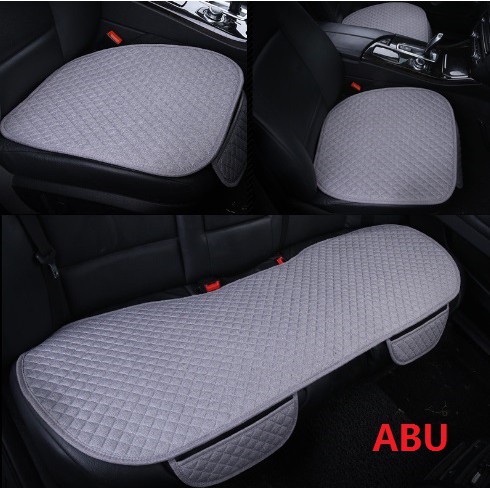 Alas Duduk Jok Mobil 3 in 1 set Empuk Universal KAIN LINEN MOTIF SILANG 6 WARNA