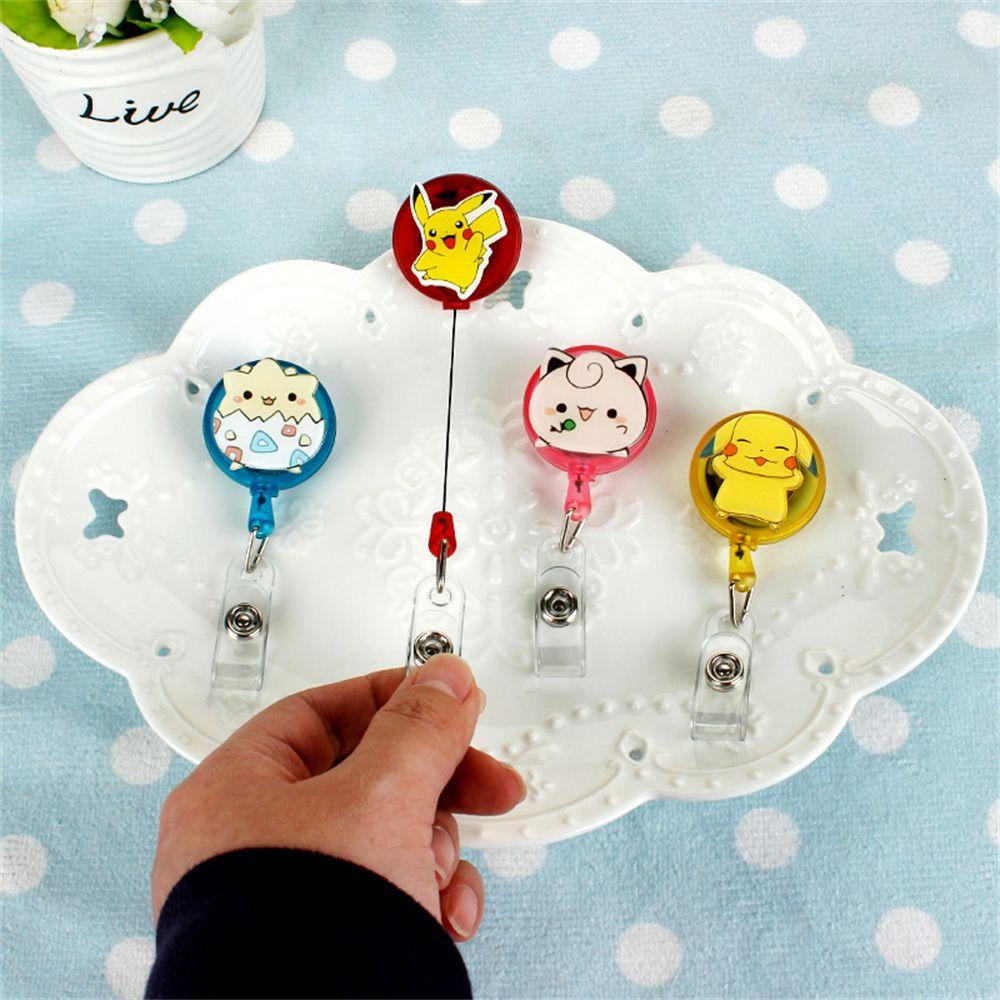 Mxbeauty Retractable Badge Reel Kantor Kartun Pikachu Name Tag ID Card Klip Pokemon Go Badge Holder