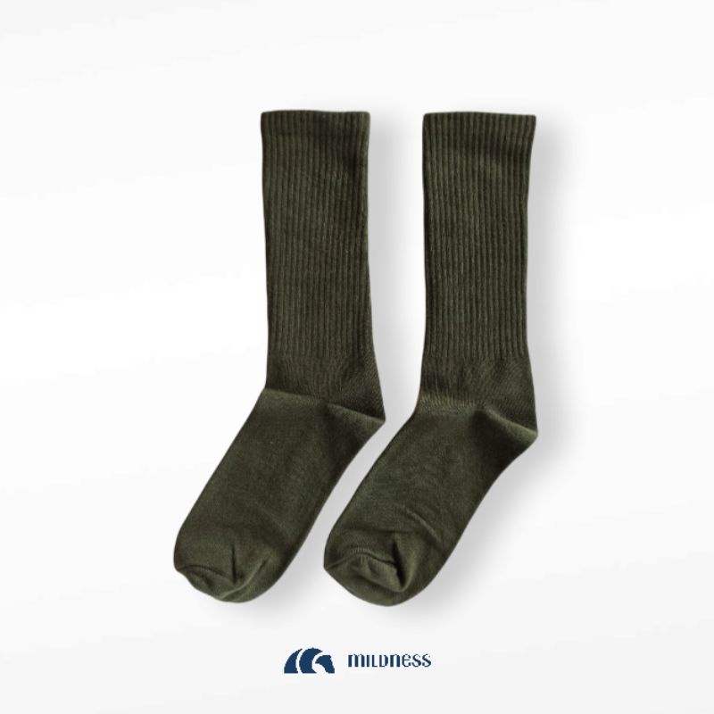 Mildness - Kaos Kaki Skate Polos Tebal Green Military / Socks Panjang Pria Wanita