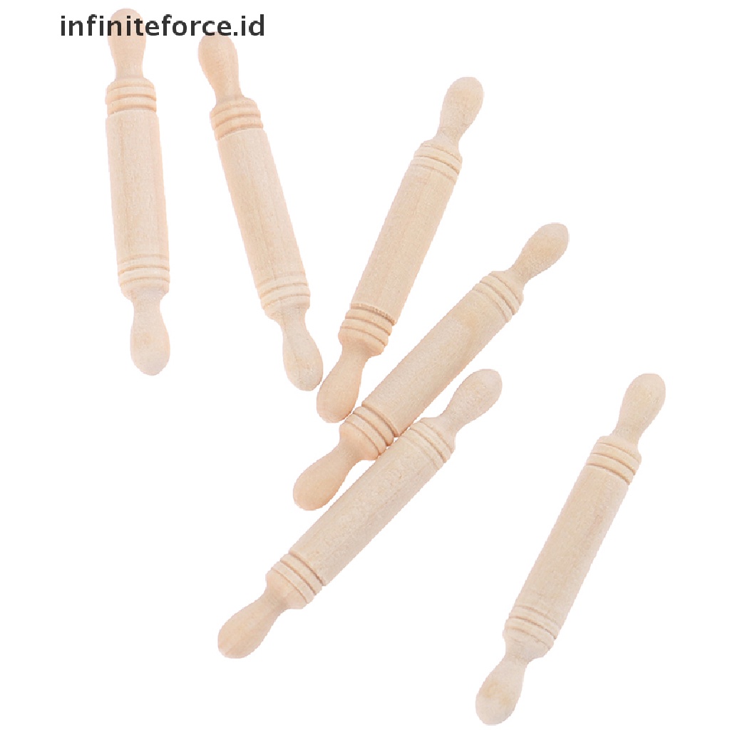 Infiniteforce.id 6pcs / set Mainan Miniatur Rolling Pin Kayu Aksesoris Dapur Rumah Boneka 1: 12