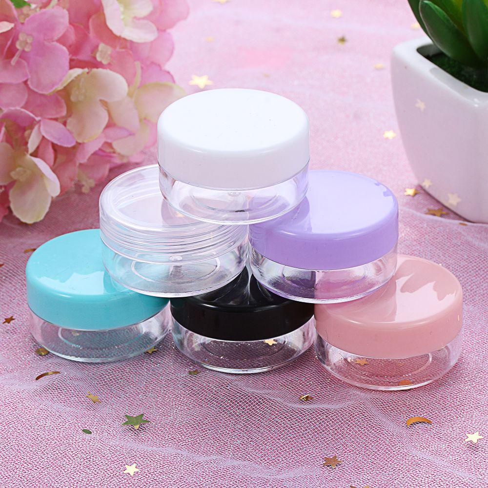 10pcs / Set Botol Jar Kosong Isi Ulang Bentuk Bulat Bahan Plastik Transparan Untuk Penyimpanan Manik-Manik