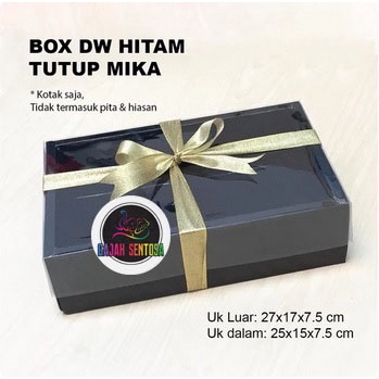 BOX DW KUE KERING SOUVENIR IVORY HITAM + TUTUP MIKA 27x17x7,5cm