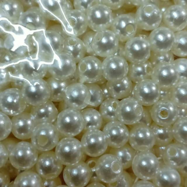 Mutiara jahit premium AAA 6mm per pon 450gram warna putih dan bw