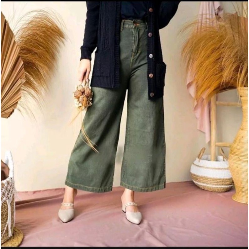 BF CELANA KULOT JEANS ARMY-CELANA KULOT KEKINIAN-CELANA WANITA BOYFRIEND OOTD