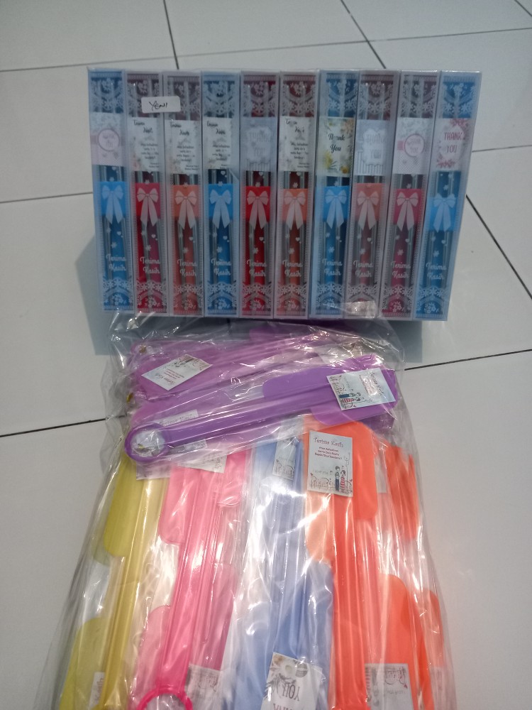 Souvenir Sumpit Stainless Kemasan Mika Motif + Kut