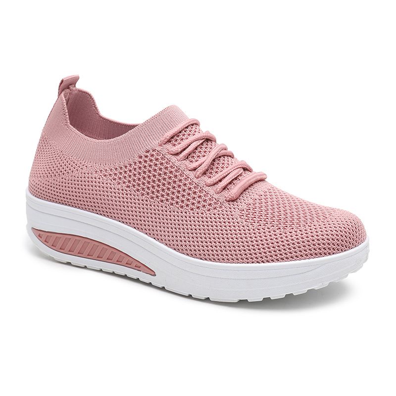 [GROSIR][COD] SEVEN_DAY SEPATU RAJUT WEDGES WANITA OLAHRAGA IMPORT CASUAL SPORT SHOES PINK FZ-022