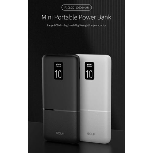 POWERBANK GOLF P10 LCD PD+QC 22.5W 10.000 MAH REAL CAPACITY FASTCHARGING PROMO SEN