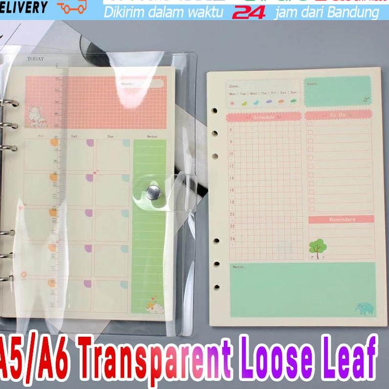 

ぜ Cover Binder A5 Binder A6 Transparan Bening 6 Rings Aesthetic Penutup Notebook Catatan Agenda .,.,