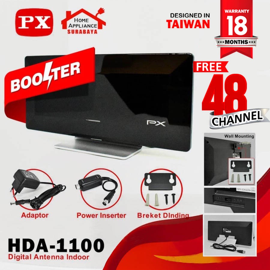 Antena TV Indoor PX HDA-1100 Digital TV DVB-T2 dengan lampu indikator (Garansi 18 bulan)