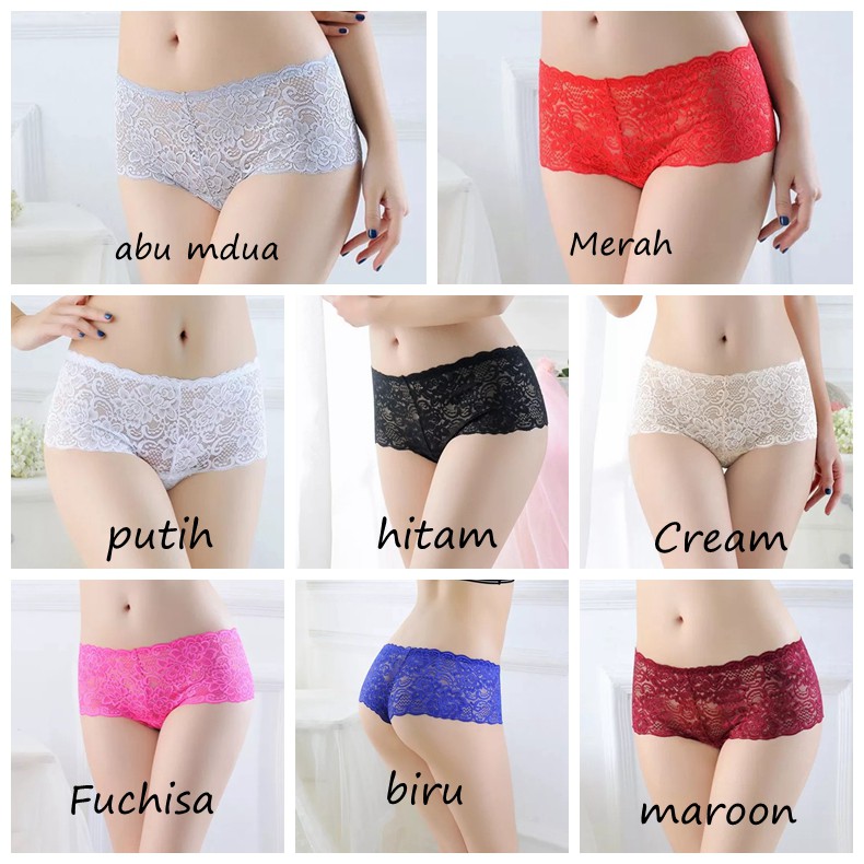 (COD) Celana Dalam Wanita Sexy Transparan boxer Seamless G string Motif C211