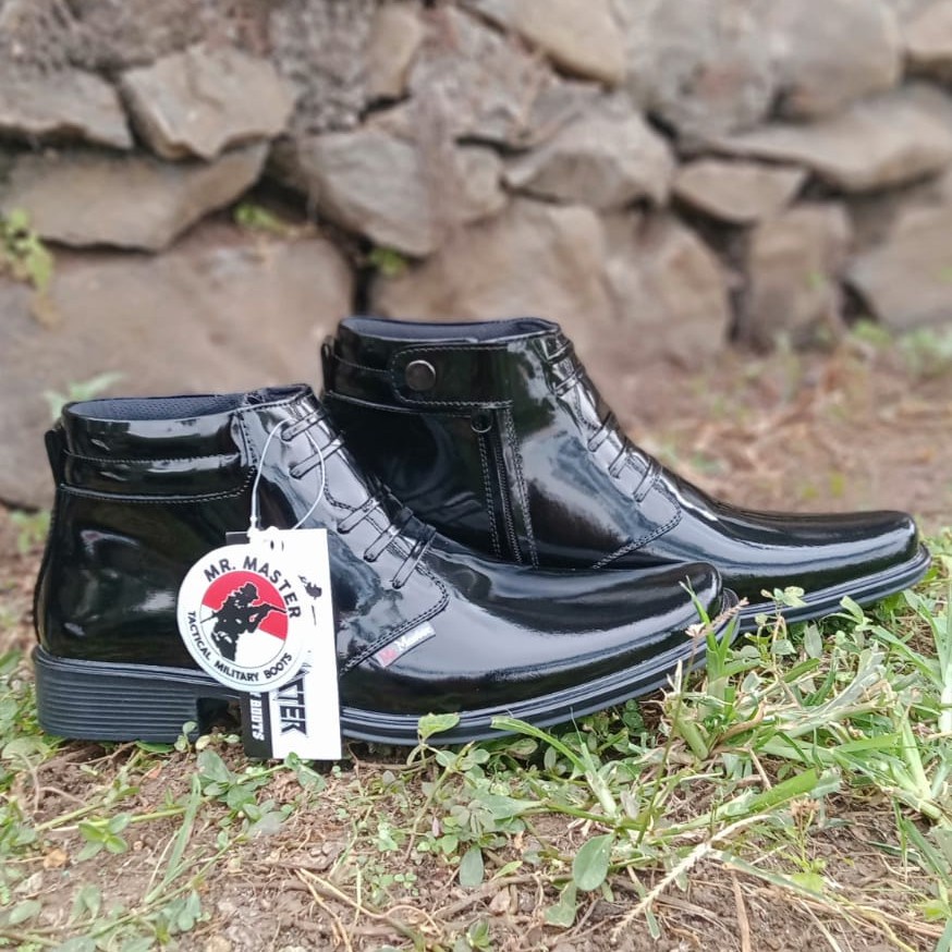 Sepatu Pdh Tni Polri Security Satpam Mengkilap Glossy Kulit Sapi Asli Berkualitas Merk MR MASTER Sepatu Formal Kantor