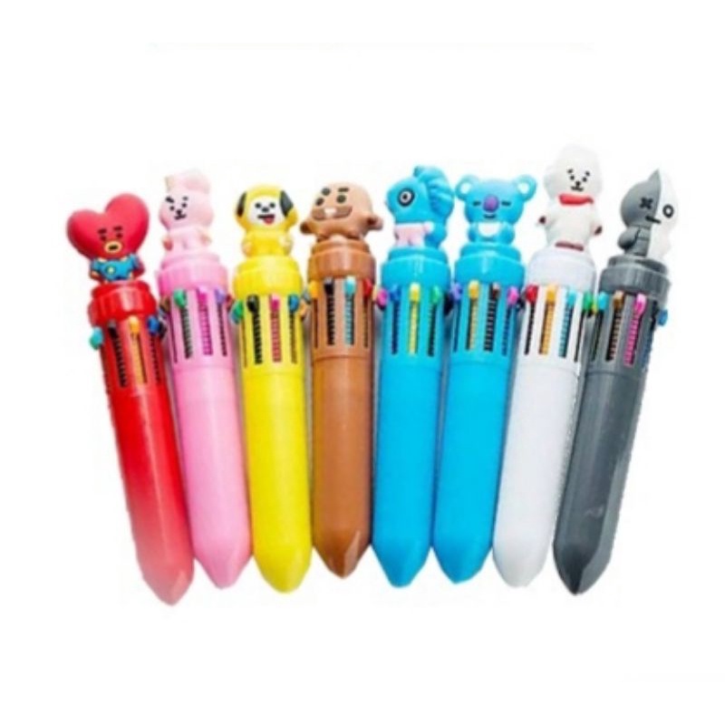 

Pulpen Karakter Kartun 10 Warna Ballpoint Alat Tulis Kpop Pena Murah Import