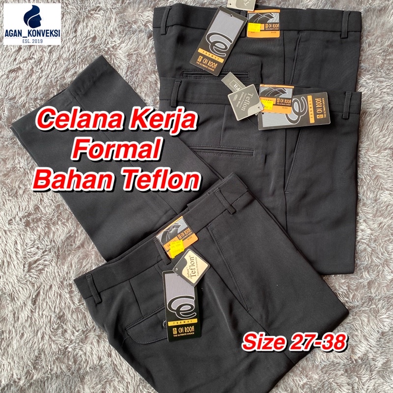 CELANA KERJA FORMAL JUMBO Size 27-44 Pria Bahan Teflon