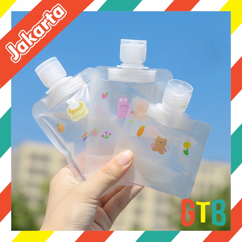 ❤️GTB❤️ 30 / 50 / 100ml Tas Dispenser Lotion Model Lipat Tahan Bocor Dengan Corong Stiker Untuk Travel R760 S041