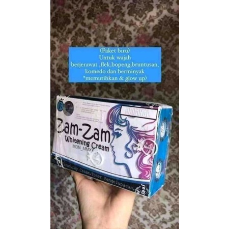 [BISA COD] CREAM ZAMZAM BIRU/PENCERAH WAJAH/PENGHILANG JERAWAT/CREAM ZAMZAM ORIGINAL