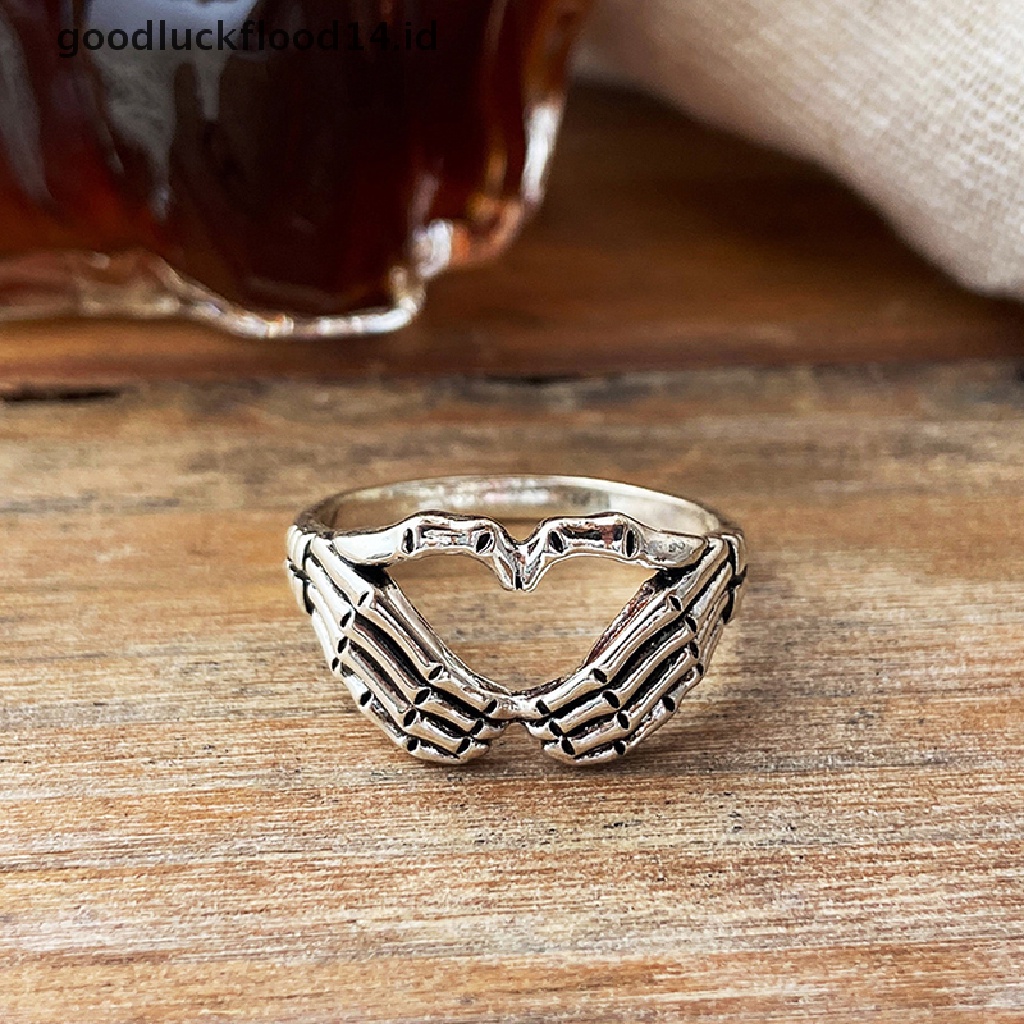 [OOID] Vintage Ghost Finger Rings For Women Men Retro Classic Open End Claw Ring ID