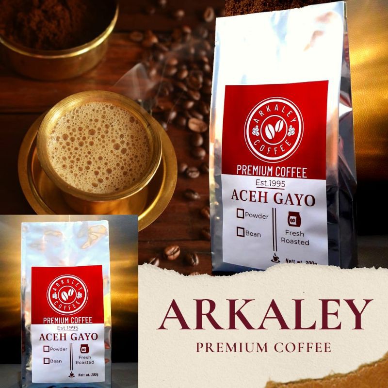 

Kopi Aceh Gayo Premium Coffee Arkaley 200g Bubuk dan Biji