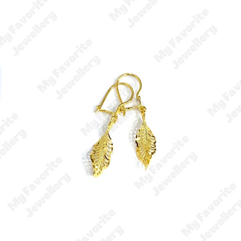 Anting Daun Twist Emas Asli Kadar 700