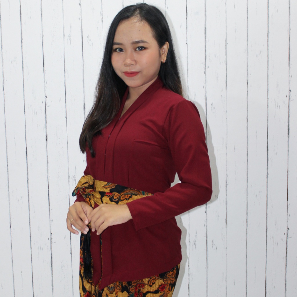 Kebaya Bali / Kebaya Kartini Polos / Kebaya Moscrepe (Warna Gelap)