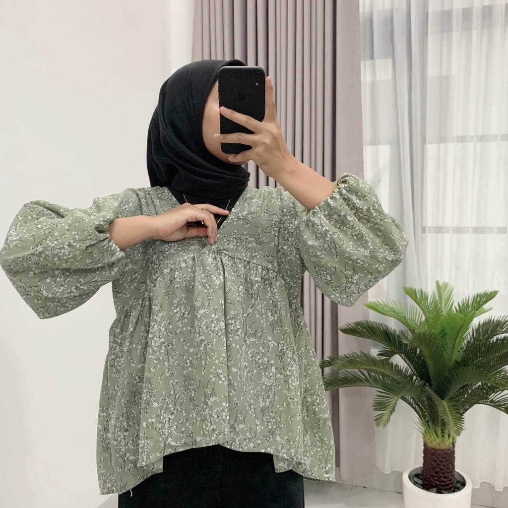 ATASAN WANITA KOREAN STYLE / BLOUSE KOREAN STYLE / BLOUSE WANITA VINTAGE LENGAN BALON / KOREAN TOP BLOUSE BUNGA / SESA BLOUSE OVERSIZE / BAJU ATASAN WANITA KEKINIAN / BLOUSE KOREAN / VINTAGE