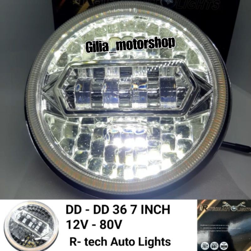 LAMPU DAYMAKER LED 7 INCH R-TECH AUTOLIGHT ORIGINAL IMPORT 12V-80V HEADLAMP UNTUK MOTOR MOBIL