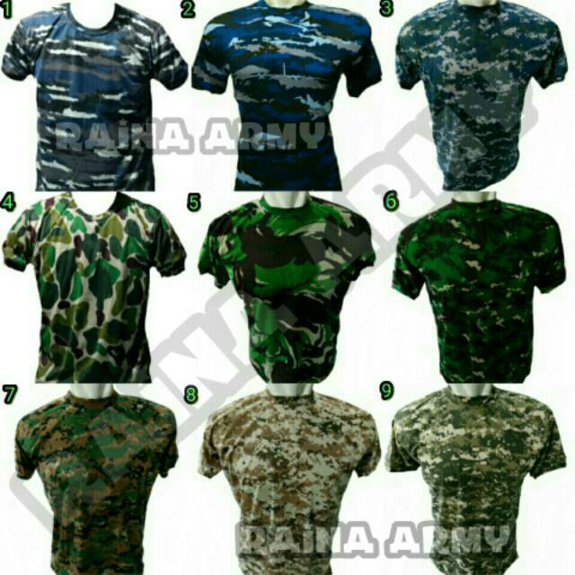  Kaos pendek polos loreng TNI AD TNI AU TNI AL MILITER 