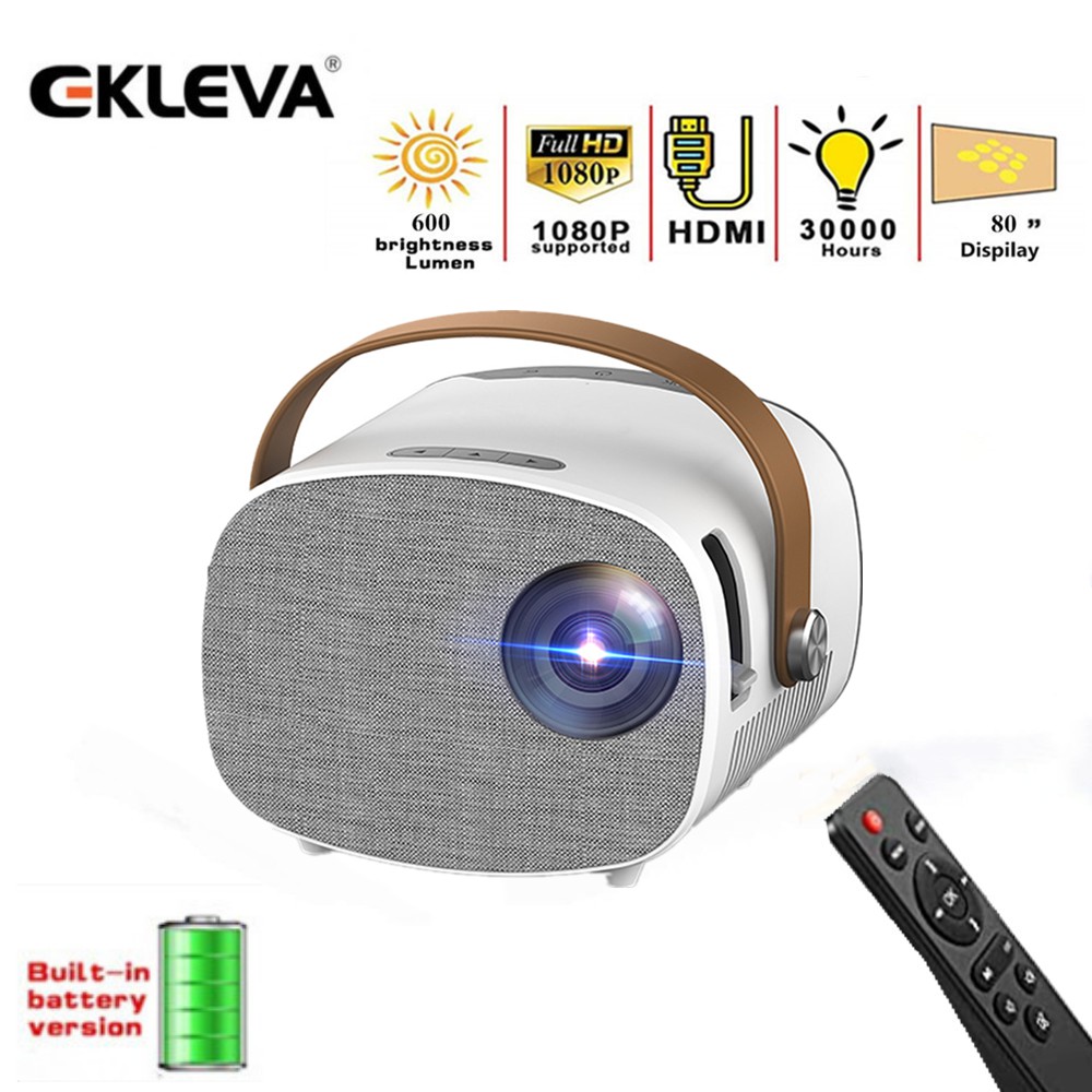 Ekleva YG230 Full HD 1080P Mini Proyektor Layar yang Didukung 100 '' Baterai Built-in Home Theater