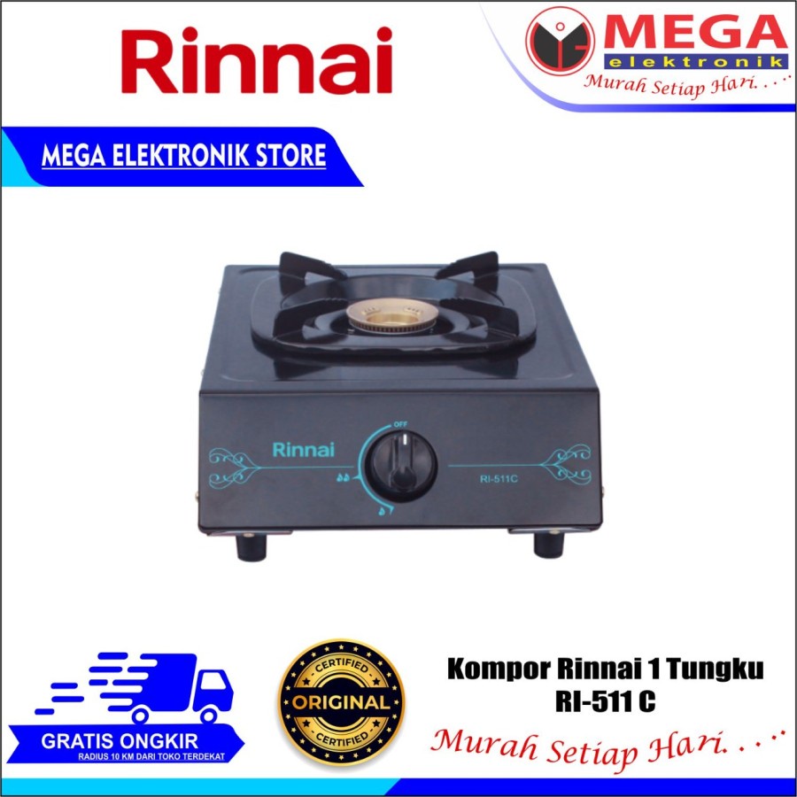 KOMPOR RINNAI 1 TUNGKU RI 511 C / RI-511C / RI511C BERGARANSI RESMI