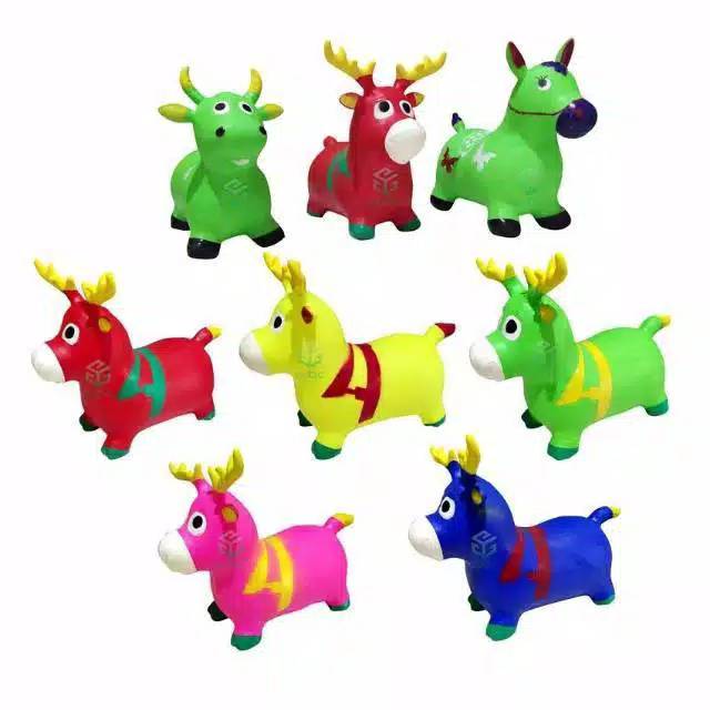 MAINAN JUMPING ANIMAL KUDA KARET FREE POMPA INJAK