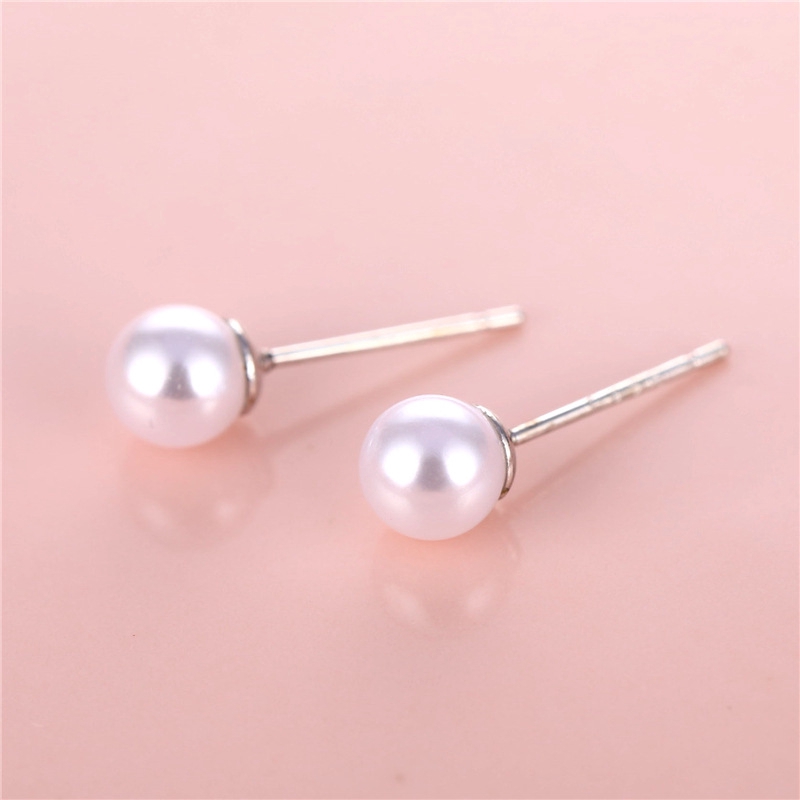 Anting Mode Korea 8mm Mutiara Perak Siswa Perempuan anting Plug Earrings Hadiah