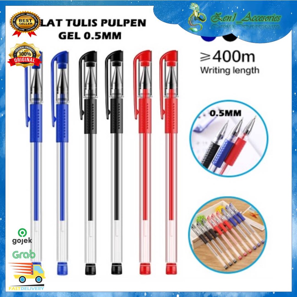 

(PROMO CUCI GUDANG) PULPEN GEL INK 0.5MM / ALAT TULIS KANTOR SEKOLAH PENA PEN TINTA CAIR STANDART WARNA MERAH HITAM BIRU