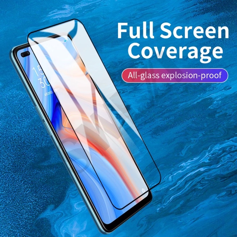 TEMPERED GLASS 9D FULL COVER OPPO RENO 8T 8 8Z 8PRO 8 PRO+ PLUS 7 7Z 6 5 5F 4 4F 3 3 PRO 2 2F 6.4 6.6 K5 ANTI GORES KACA FULL LEM