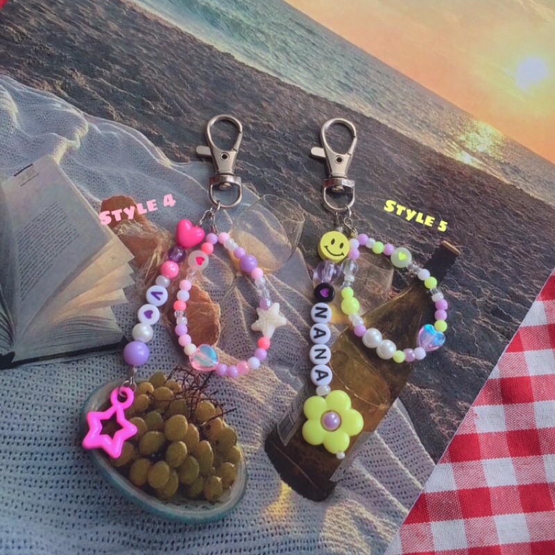 mini set keychain, gantungan kunci kpop, custom, keyring, beads, manik manik, ganci lucu bts nct dll