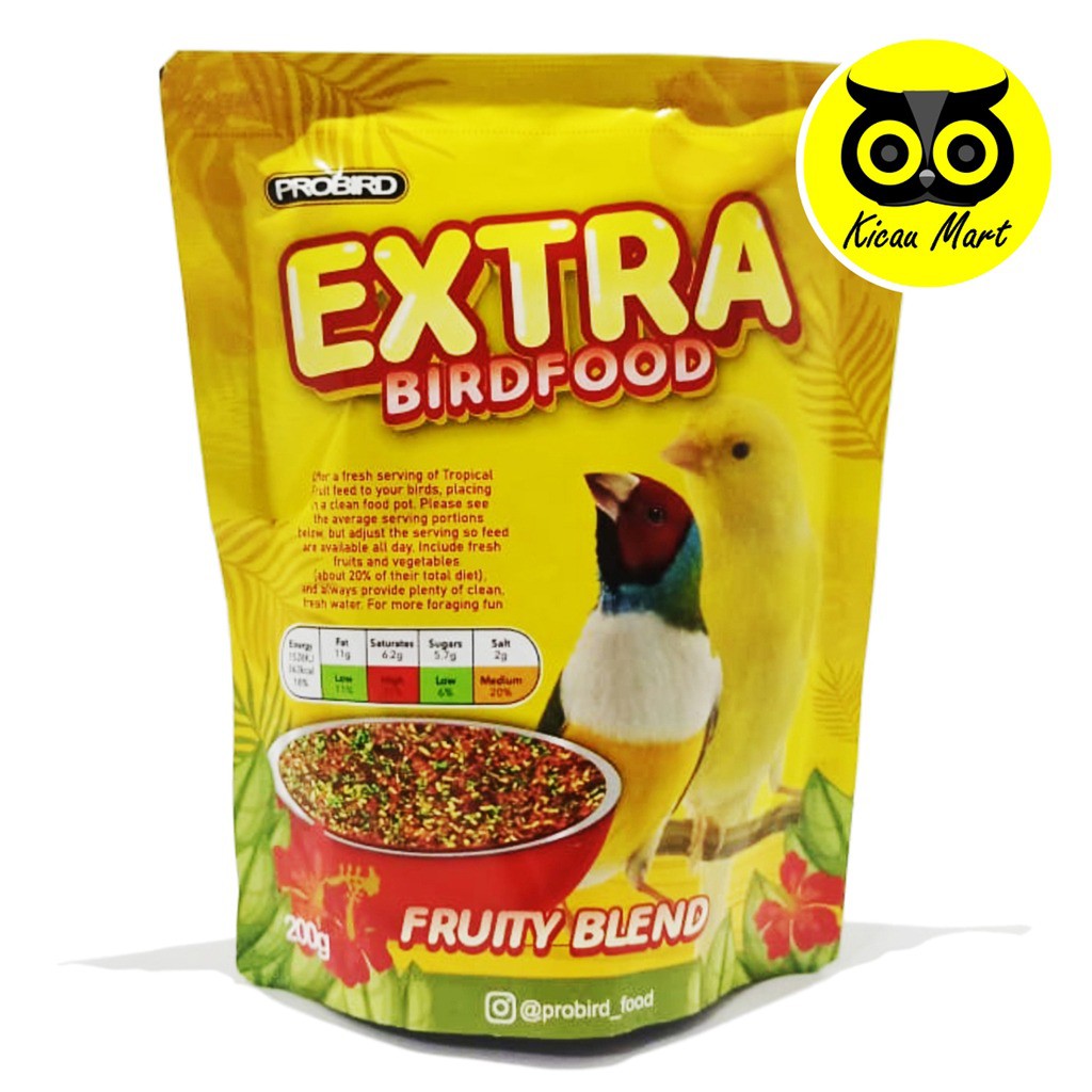 PAKAN EXTRA BIRD FOOD FRUITY BLEND PROBIRD MAKANAN HARIAN BURUNG KENARI FINCH PLECI TROPICAL EXFRTB