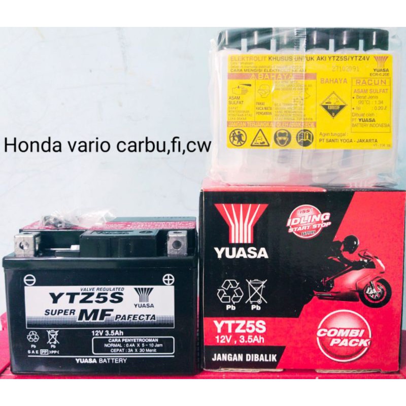 Aki YUASA Type MTZ5S untuk Motor Vario Carbu, fi, CW