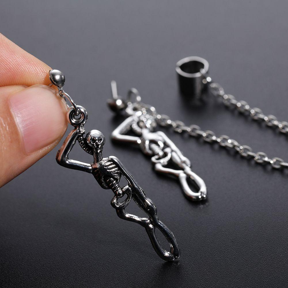 Agustina Pria Anting Minoritas Retro Hadiah Kerangka Liontin Pesta Punk Temperamen Wanita Telinga Tulang Klip