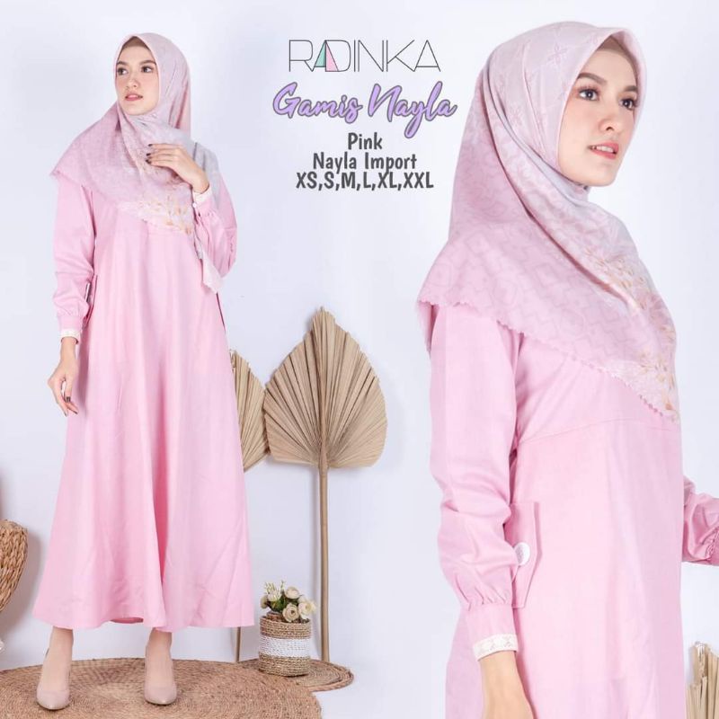(Tanpa Jilbab) Nayla Pink Baju Muslim Gamis Nayla by Radinka