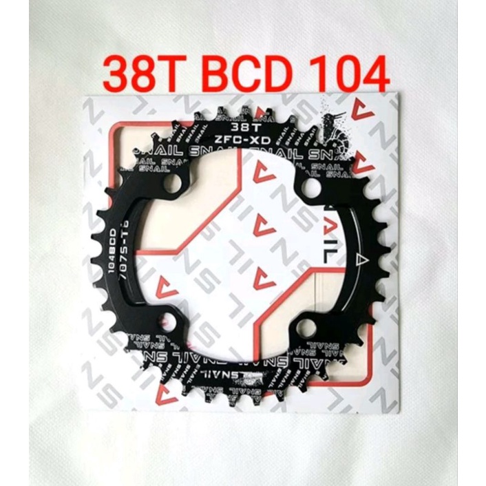 Snail Chainring 38T BCD 104 Narrow Wide Chain ring Crank Sepeda Hitam