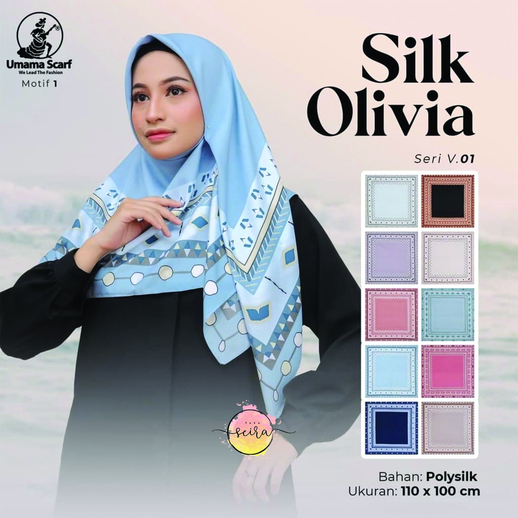 [BISA COD] Umama Kerudung / Hijab Silk Olivia Motif (Bisa Pilih Motif)-A1